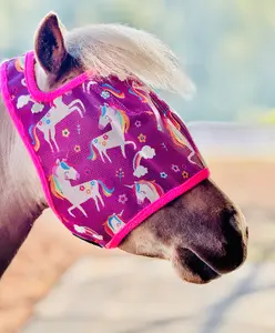 Unicorn No Ear UV Fly Mask - Mini to Horse Size