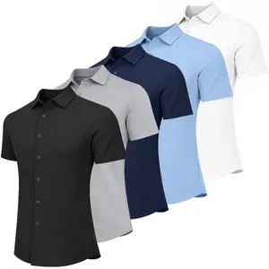 Men's 5-Pack Short Sleeve Knit Button Down Shirt (Sizes, S to 3XL)