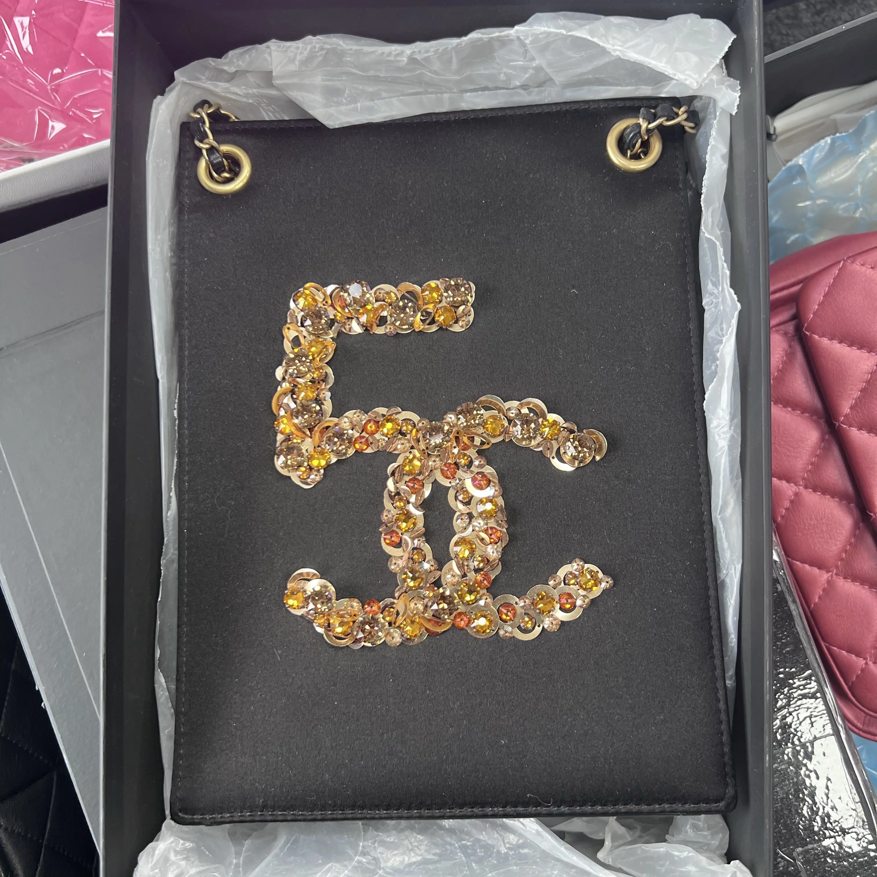 Pre-owned CHANEL FRANCE Crossbody Bags HH Velvet Crystal Limited Edition Evening Bag