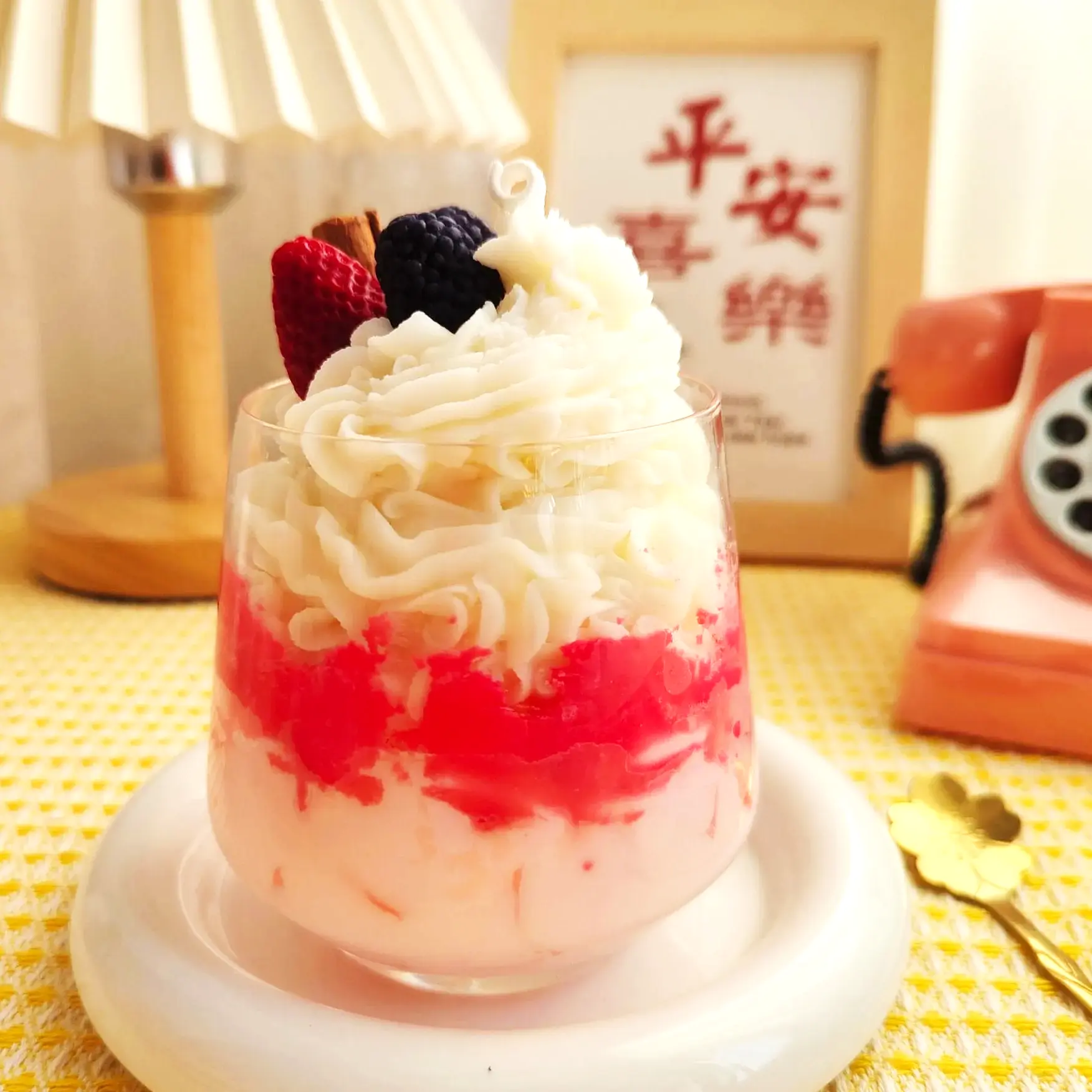 Strawberry Milkshake with Cream Candles