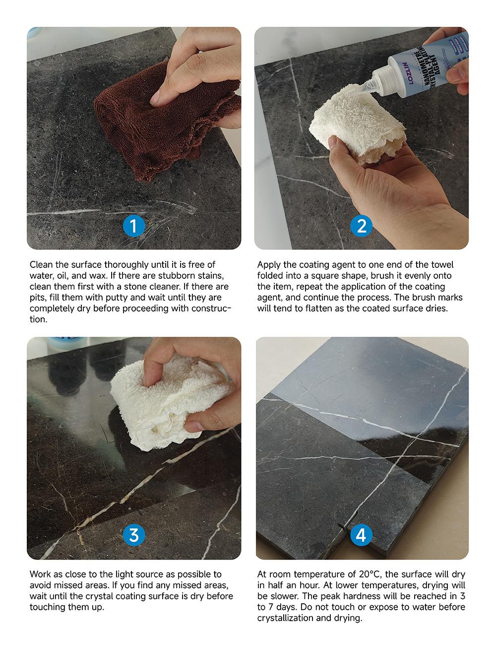 LOZLIN Nano Crystal Plating Agent - Marble & Quartz Stone Polish Fast-Drying, Long-Lasting Gloss & Protection For Kitchen Countertops, Bathroom Surfaces & Natural Stone