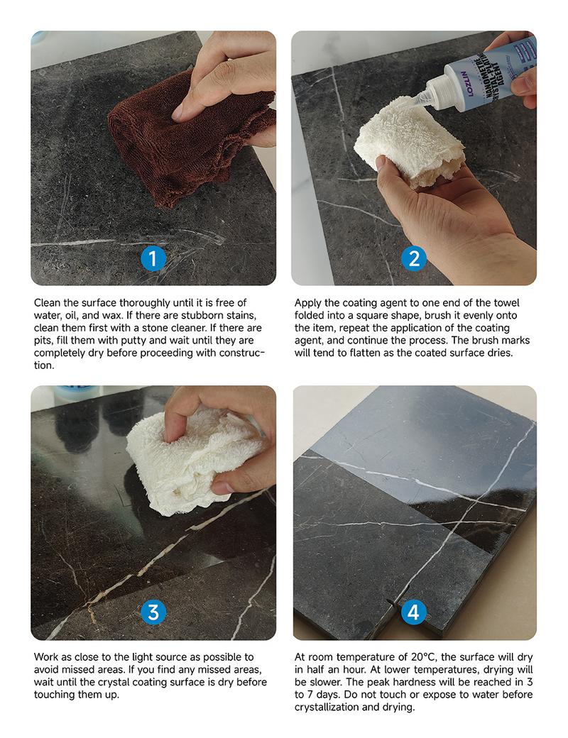 LOZLIN Nano Crystal Plating Agent - Marble & Quartz Stone Polish Fast-Drying, Long-Lasting Gloss & Protection For Kitchen Countertops, Bathroom Surfaces & Natural Stone