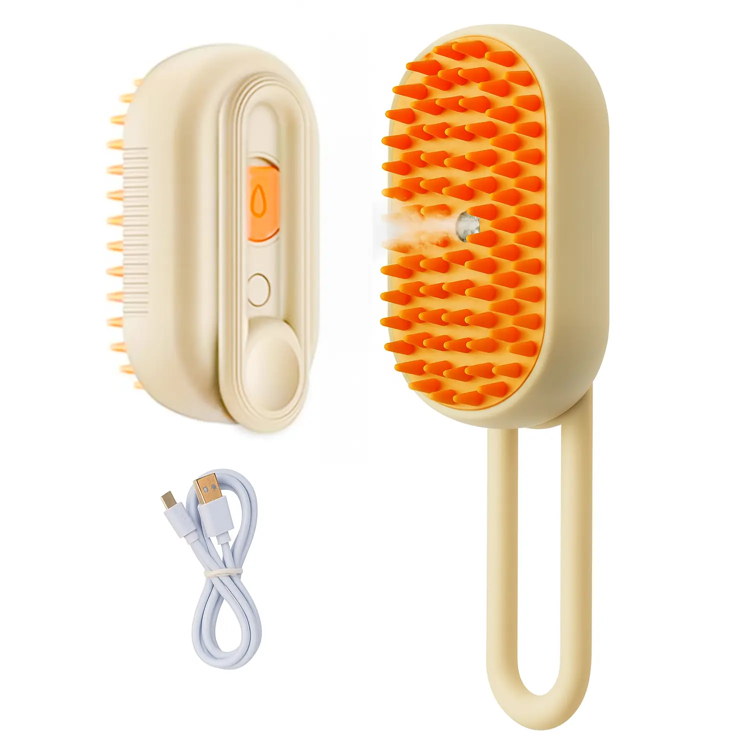 4-in-1 Universal Pet Deshedding & Grooming Steam Brush - Silicone, 360° Rotatable Handle, Moisturizing Spray, Deodorant, Gentle Tech, Massage, Low-Noise, Easy-to-Clean, Washable, Beauty/Hair Care, Blood Circulation Boost for All Sizes Cats & Dogs