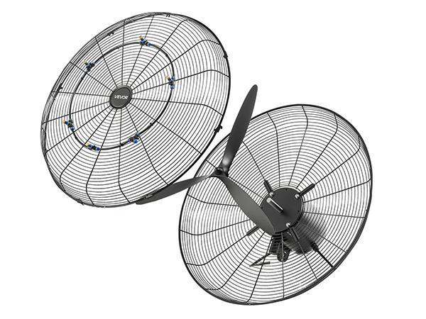 【BackToSchool】VEVOR 24-in Sturdy Wall-Mounted High Power Fan - IP44 Rated, 3-Gear Adjustable, Oscillating Mist, Mechanical Control, Aluminum Blades, Adjustable Airflow, for Grow Tents, Workshops