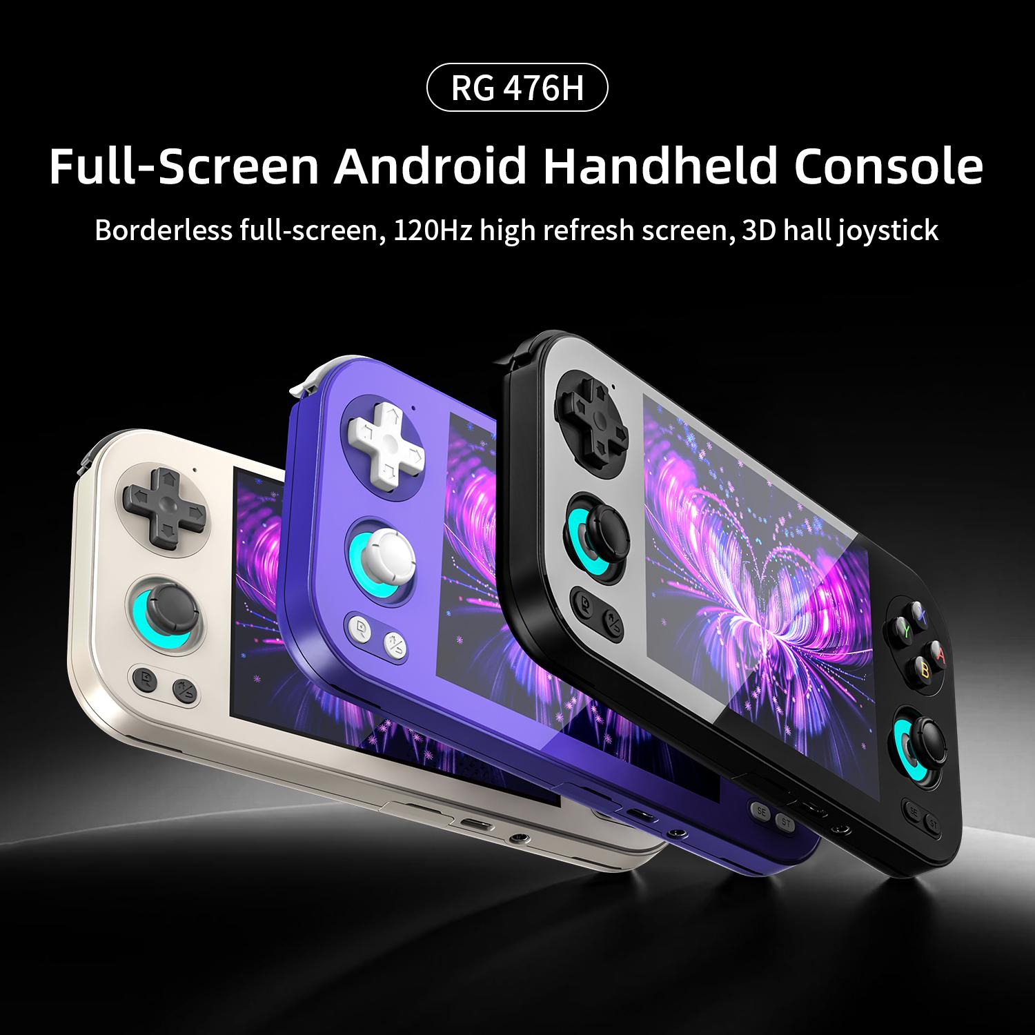 ANBERNIC RG 476H Retro Handheld Game Console RG476H Android 13 Battery 5000mAh Large-angle 3D Hall joystick Unisoc T820 4.7 Inch LTPS Touch Screen 1080 DP Output Streaming Gift