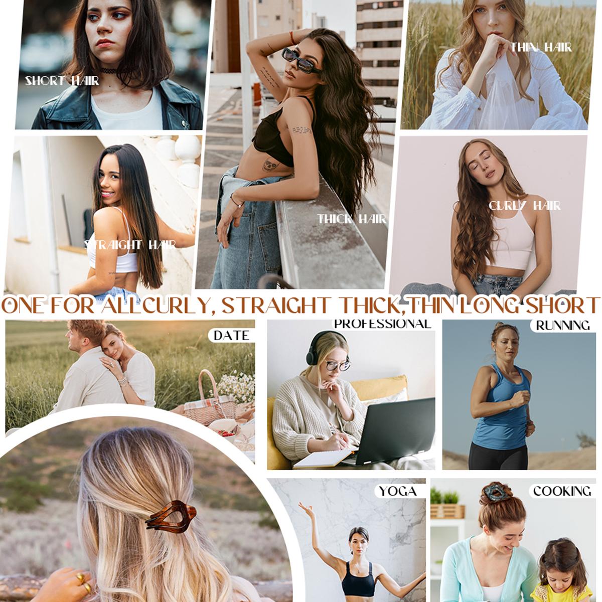 AWAYTR Elegant French Concord Curved Hair Claw Clips Fashionable Acrylic Hair Clips for Women Thick Hair Strong Hold Clips 4Pcs/Set