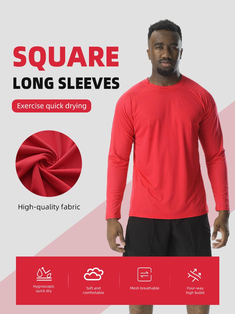 OKP Men's 10-Pack 5-Pack Solid Round Neck Long Sleeve Sport Tee, Quick Drying Breathable Athletic T-shirt for Workout Running, Casual Sportswear for Men, Gym Sweatwear, Fall Outfits, Sports Apparel, Sports Streetwear, Cool Dry Compression Workout Shirt