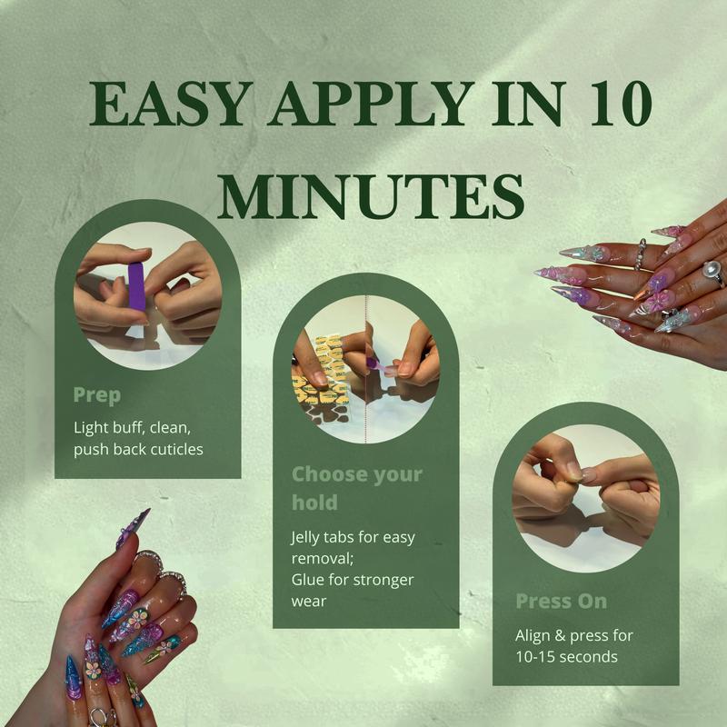 NailPhoria SPRING Collection - Handmade Press-On Nails | Reusable, Salon-Quality, Long-Lasting, Glossy Design