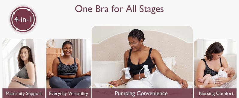 Momcozy 4-in-1 Pumping Bra Hands Free, Fixed Padding Nursing Bra & Maternity Bra, YN12 Wearable Breast Pump Bra Cotton-Nylon Comfort & Support for M5, S12 Pro, Spectra, Elvie, Willow, etc, Large tiktok shop maternity  undies