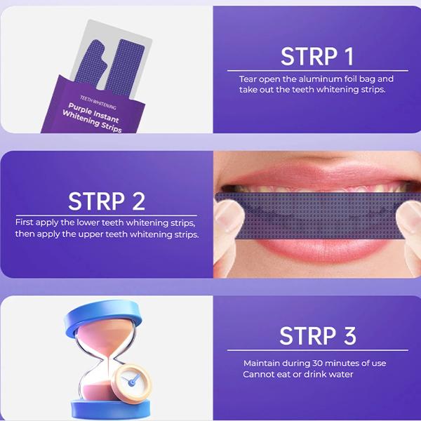 Purple Teeth Whitening Strips – Color Correcting Whitening Strips for Yellow Teeth Stains, Teeth Brightening & Stain Removing Whitening Treatment, Purple Tooth Color Correction for Whiter Smile, 14Pairs 30 Min Teeth Whitening Care Oral