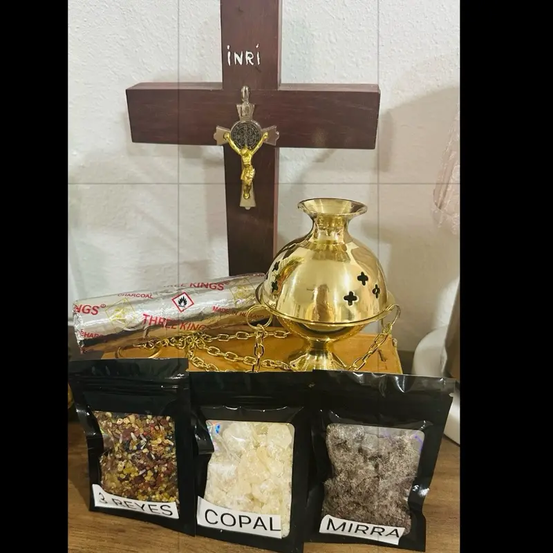 Paquete Incensario 6” Para Oracion y Meditacion con Cadena Religious Incense