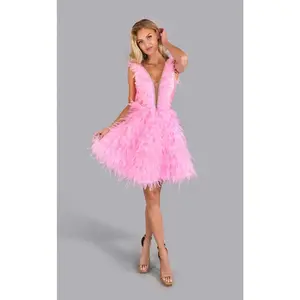 Jessica Angel JA2579 Sleeveless Fitted Mini Feather Homecoming Dress