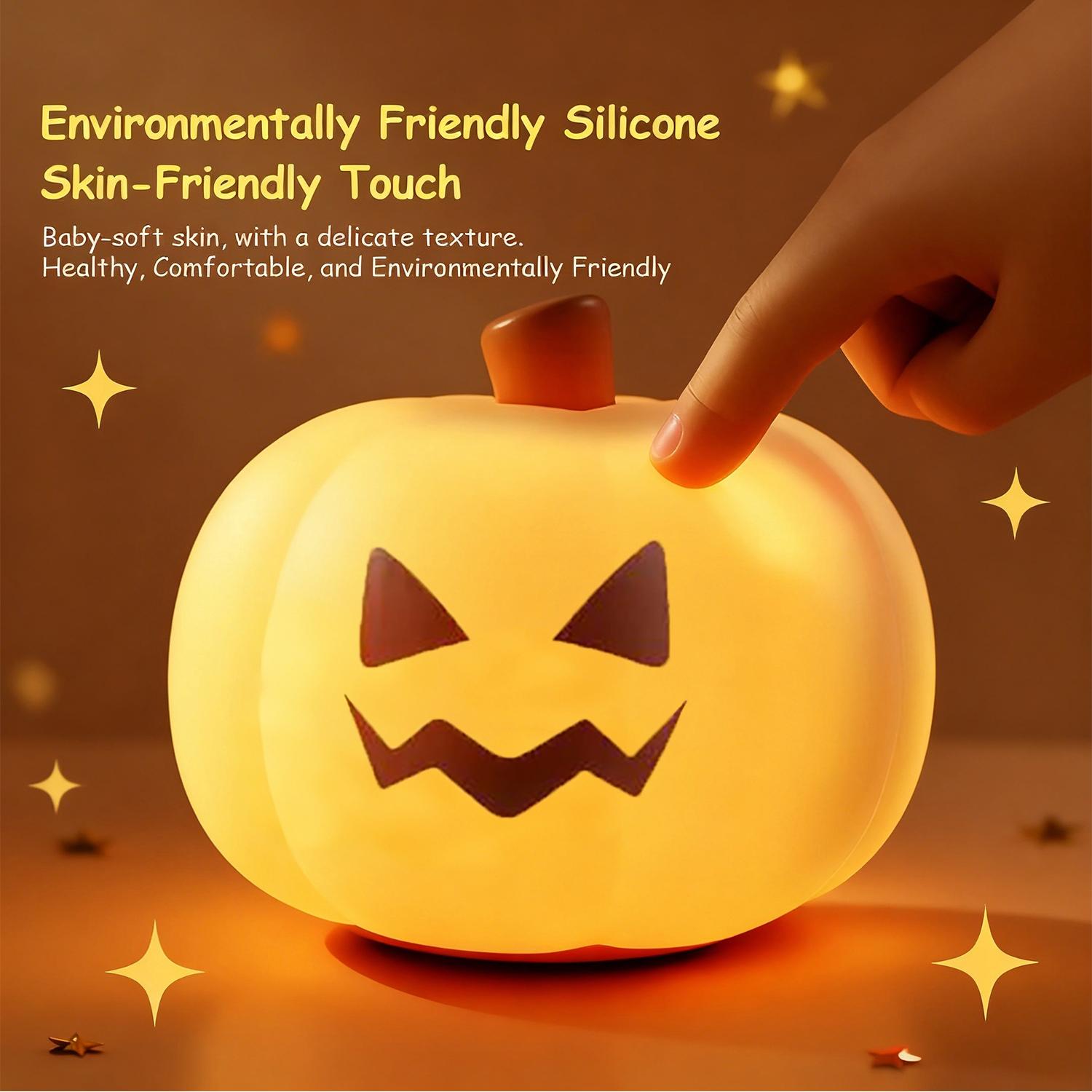 Night for Kids Pumpkin Night Light, Mini LED Pumpkin Lamp with 3 Level Dimmable, Nursery Nightlight for Kids, Silicone Rechargeable Bedside Touch Lamp, for Kids EasterEggLight TiktokShopSpringGlowUp clearance items