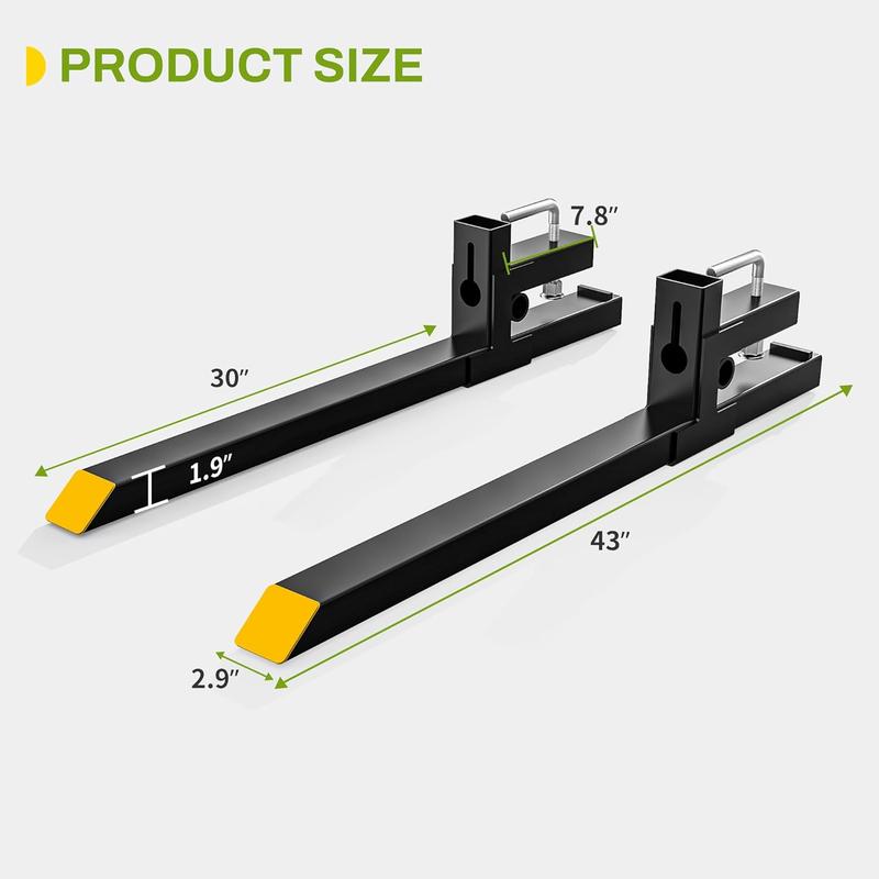 YITAMOTOR 43" 2000LBS / 60" 4000LBS Clamp on Pallet Forks Heavy-Duty Tractor Forks Compatible Tractor Bucket Forks for Tractor Attachments, Skid Steer, Loader Bucket Durable