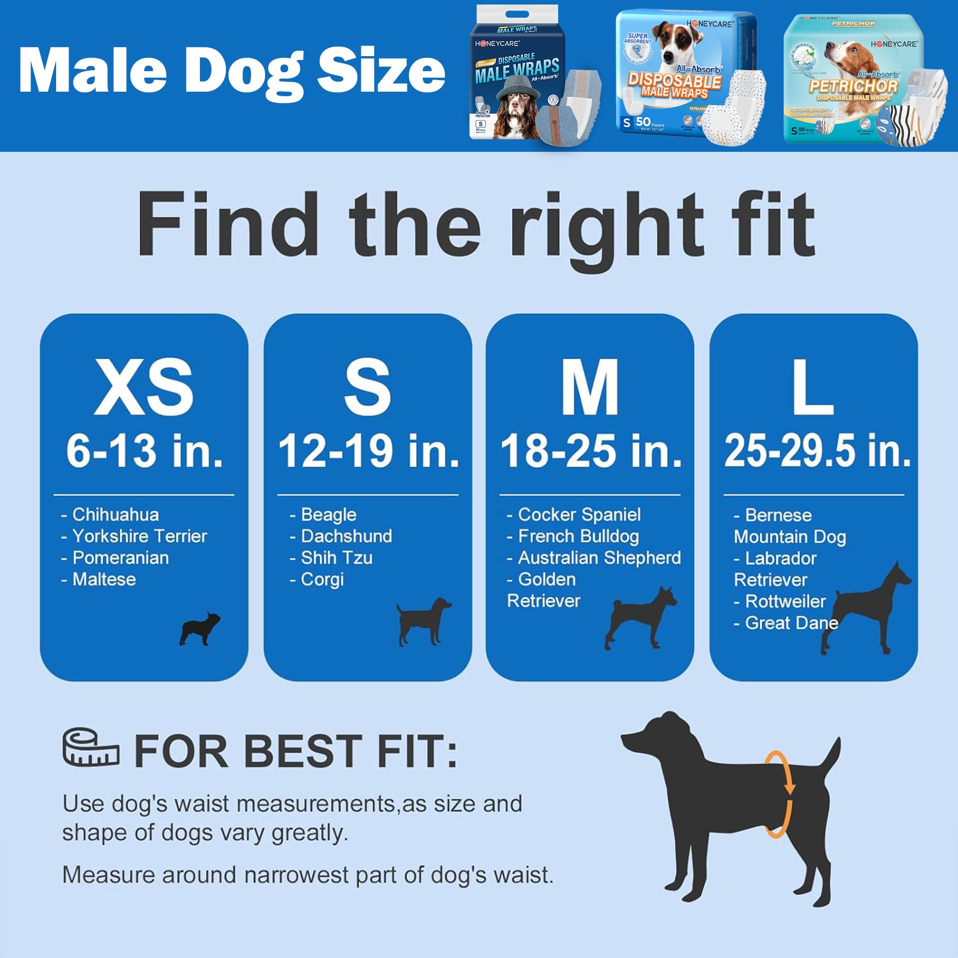 [C] HoneyCare Disposable Female Male Dog Diapers Wraps with 360 Degree Leak-Proof Protection Breathable Outer Layer Pee Guard for Training Supplies Super Absorbent No Odors No Leaks