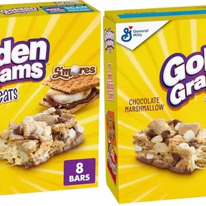 Golden Grahams S'mores Breakfast Cereal Treat Bars - Cupboard-Friendly Snack Bars, 8 ct (Pack of 2)