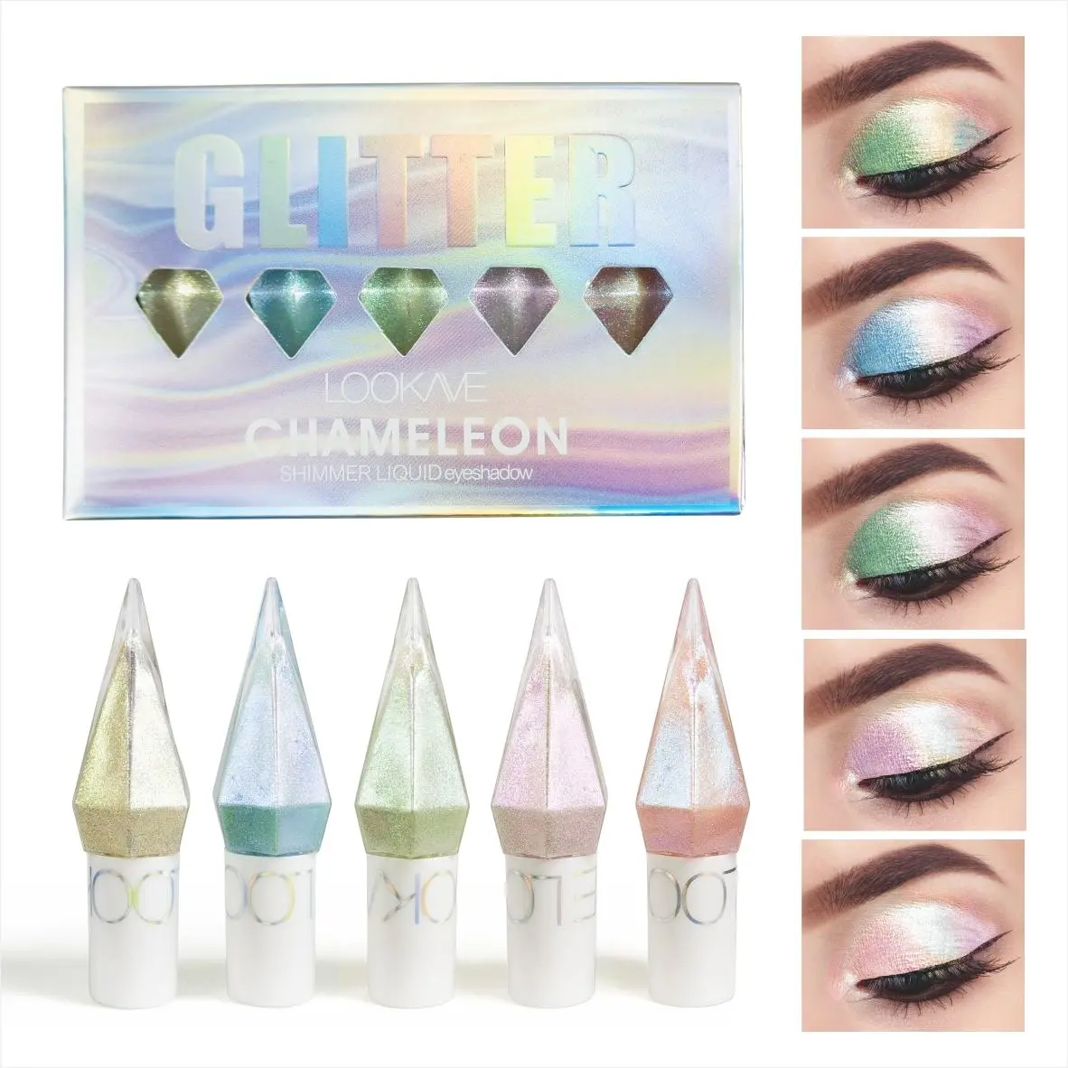 Glitter Liquid Eyeshadow, 5 Counts/set Long Lasting Shimmering Eye Shadow, Sparkling Metallic Eye Makeup Products for All Styles and Occasions, Cosmetic