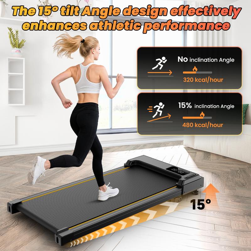 【SalesBOOM】 Walking Pad with 15°Incline,Remote Control, LED Display, Portable Under Desk Treadmill for Small Spaces, Home/Office Exercise Equipment Fitness Workout Calories 【SalesBOOM】 Walking Pad with 15°Incline,Remote Control, LED Display, Portable Under Desk Treadmill for Small Spaces, Home/Office Exercise Equipment Fitness Workout Calories