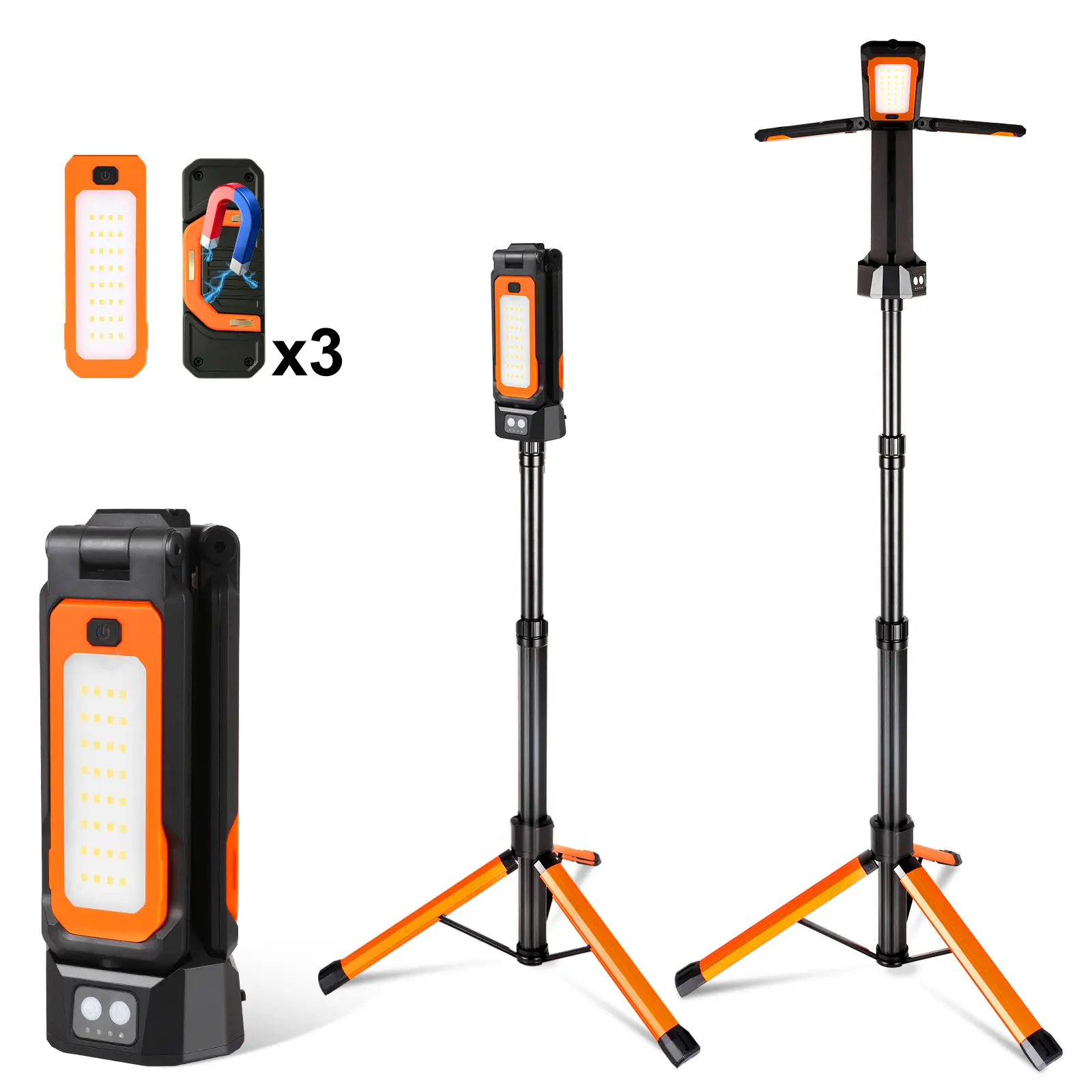 CuLiDing 12000mAh Rechargeable Camping Light with Stand, 67" Tall Portable Cordless, Multiple adjustable lumens, 4000K/6500K Dimmable with Detachable Tripod for Outdoor work, Emergency, Camping, Fishing, Garage