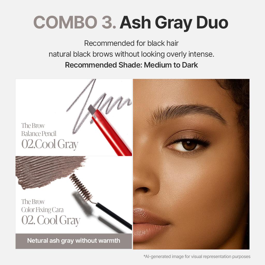 [DUO] Espoir The Brow Duo, Easy 2 Steps, K-Idol Style, Slim Hard Formula Pencil, Long Lasting Fixing Cara, Waterproof, Smudge-Proof, Define&Fill, Beginner-Friendly, 24Hr Long Lasting, Vegan