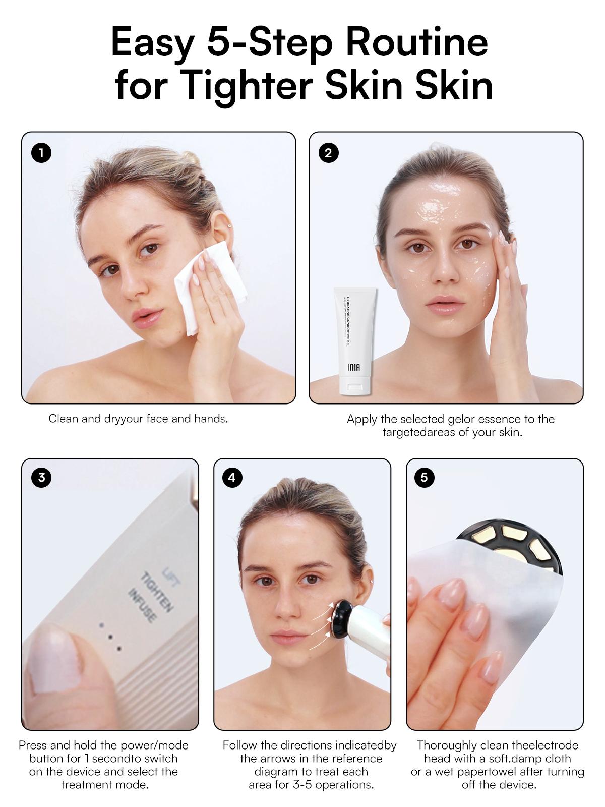 INIA FLARE All-in-One Facial Beauty Device, 3-in-1 Facial Massager Beauty Device for Face and Neck Skin Rejuvenation Lifting/ Tightening/ Infusing, Best Valentine's Day Gift for Her