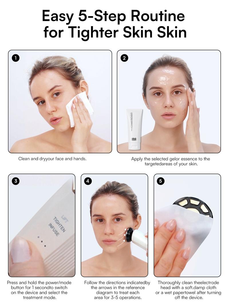 INIA FLARE All-in-One Facial Beauty Device, 3-in-1 Facial Massager Beauty Device for Face and Neck Skin Rejuvenation Lifting/ Tightening/ Infusing, Best Valentine's Day Gift for Her