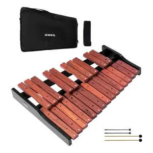 Glockenspiel Xylophone 25 Notes - Wooden Professional Percussion Instrument, 4 Mallets, Carrying Bag, Beginner Musical Instrument Kit For Adults And Kids Students, Portable Practice Music Education Set