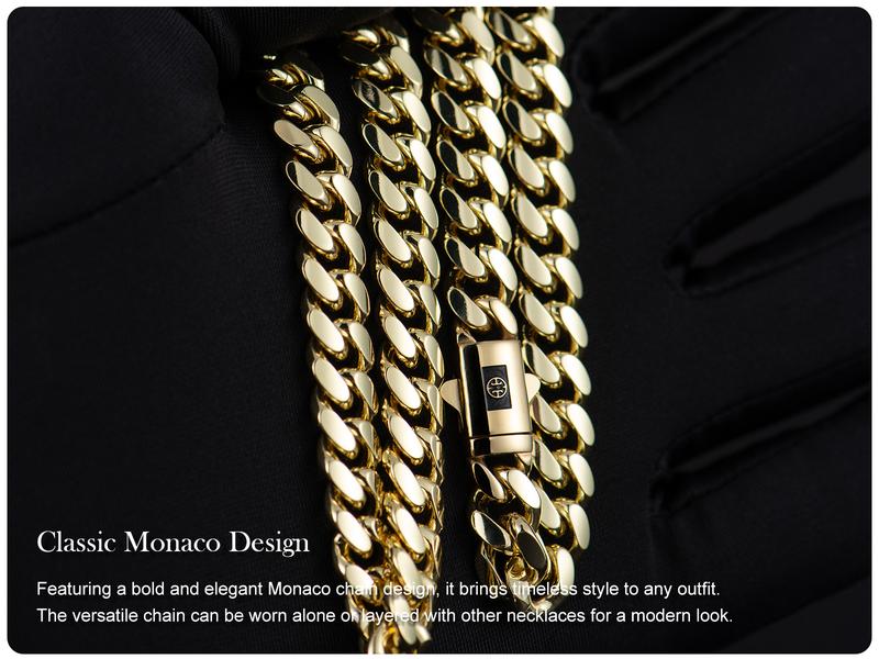 Holylegend 14K Real Gold-Plated Royal Monaco Cuban Necklace, Italian Jewelry for Men & Women, Gift for Fashion Lovers