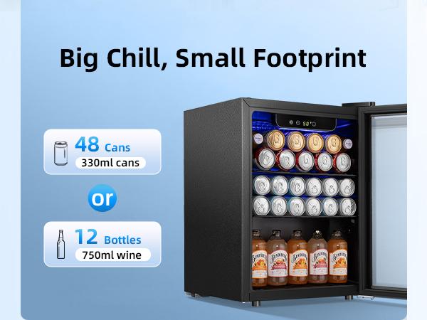 Antarctic Star 1.7 Cu.Ft Beverage Refrigerator 68 Can or 16 Bottle Capacity with Seamless Glass Door, Digital Control & Quiet Compressor, Freestanding Mini Fridge for Bar, Kitchen, Office - Silver Antarctic Star 1.7 Cu.Ft Beverage Refrigerator 68 Can or 16 Bottle Capacity with Seamless Glass Door, Digital Control & Quiet Compressor, Freestanding Mini Fridge for Bar, Kitchen, Office - Silver