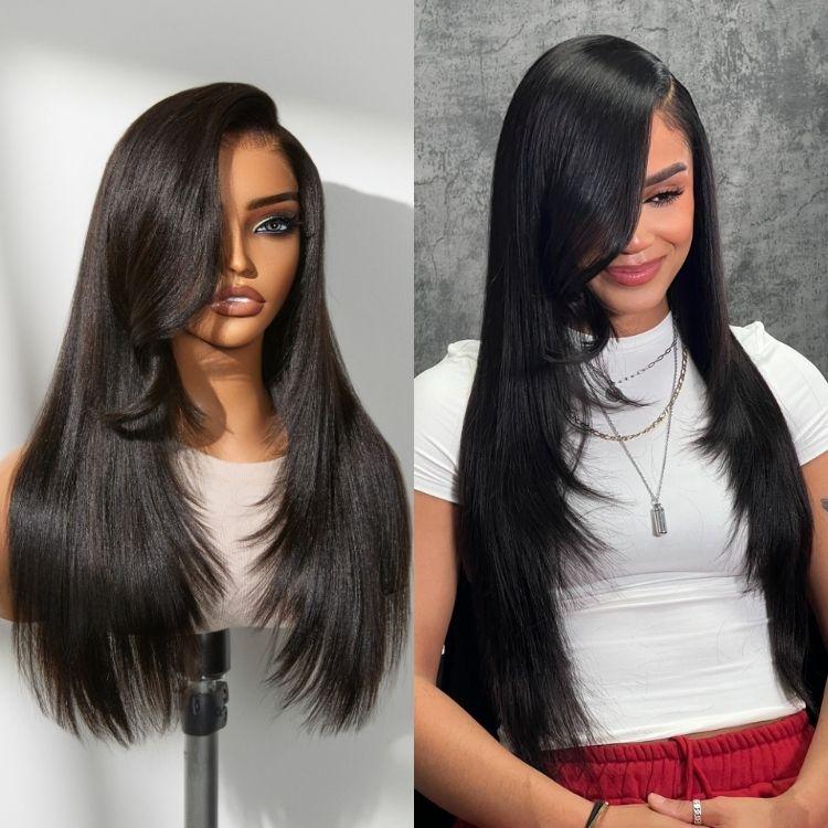 【LIVE】Luvme All-Day Comfort™ Wig Ombre Brown Layered Yaki Straight Glueless 7x6 Closure HD Lace Human Hair Long Wig Pre-Cut Lace