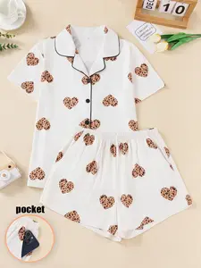Pajamas Short Sleeve Set for Comfortable Sleepwear Soft Fabric Cozy Nightwear Ideal for Everyday Wear Pajamas Short Sleeve Set for Comfortable Sleepwear Soft Fabric Cozy Nightwear Ideal for Everyday Wear