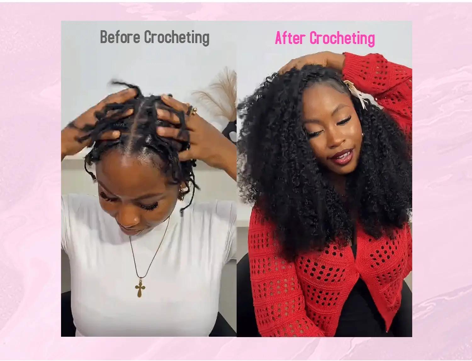 [New Arrival] Bgmgirl Crochet Human Hair Afro Curly Water Wave Kinky Straight Hair for Miracle Knots Boho Braids Knotless Pre-Separated 50g/Bundle Time Saving SpringStatements