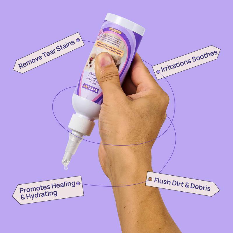 HICC Pet Eye Rinse - Soothes Eye Infections, Dry Eyes & Pink Eye | Vet-Recommended Formula for Dogs & Cats | 5.1 fl oz | Tear Stain Cleaner & Allergy Relief