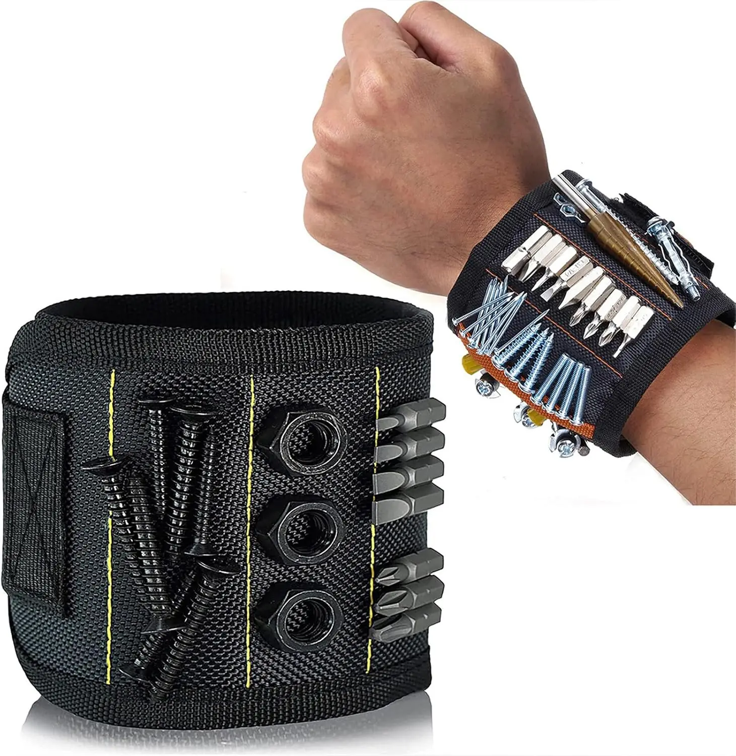 Magnetic Tool Wristband - Lightweight Powerful Magnet Tool Holder for Men's Accessories, Work Accessories, DIY Home Projects, Holds Screws Nails, Ideal for Dad Handyman (Blue&Black)