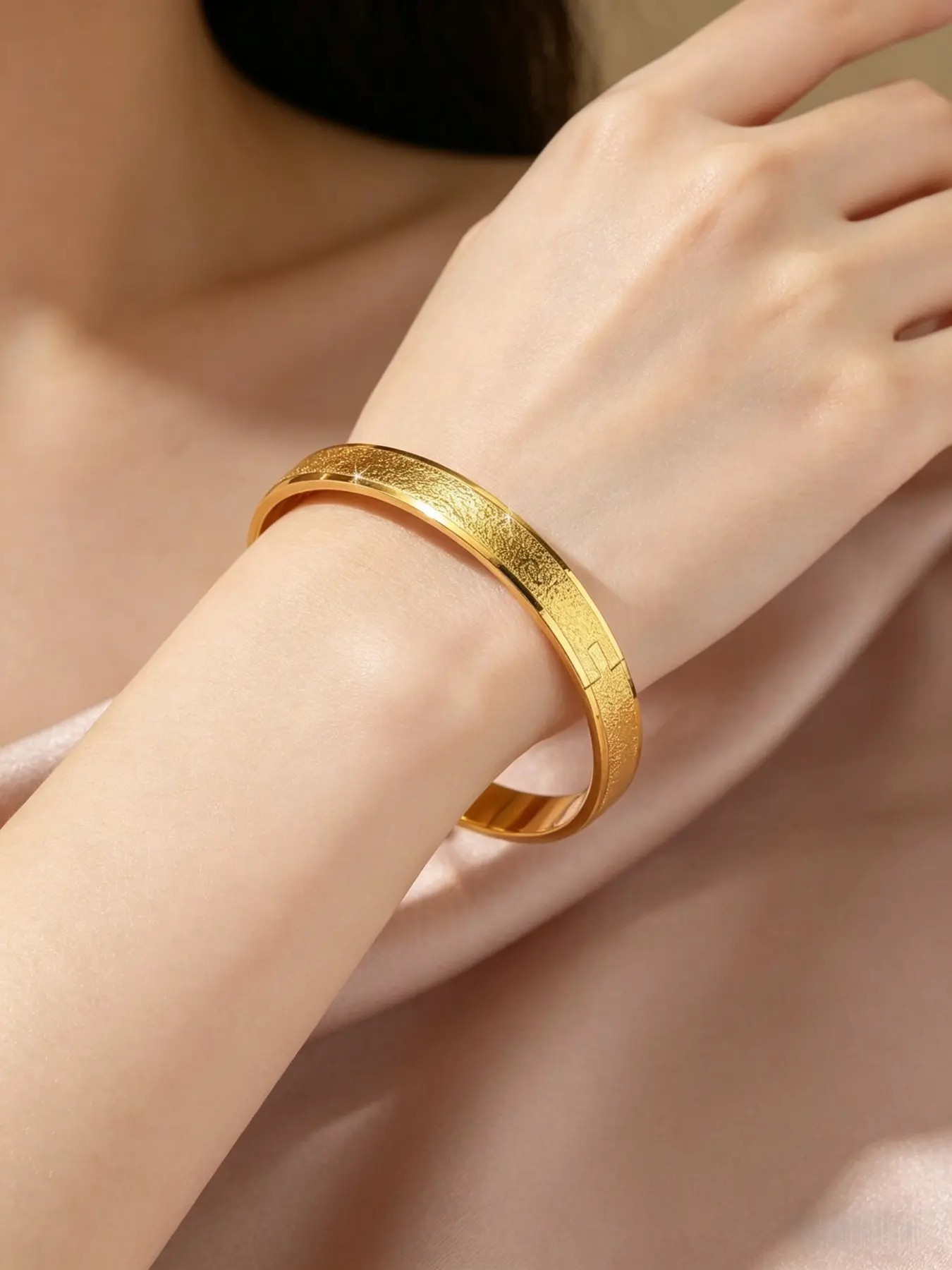 Fashion Vintage Matte Bracelet, Open Design Jewelry, Trendy Bangle, 24k Copper Plated Women's Accessory, Perfect Gift for Girlfriend, Valentine's Day & Wedding, Cuff Bangle Bracelet, Fashion Wrist Jewelry