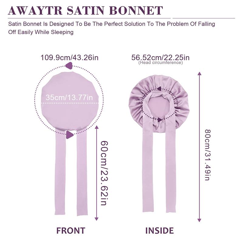 AWAYTR Single Layer Satin Bonnet Eye Mask Hairband and Hair Ring 4Pcs/Set for Women Silk-Like Nightcap for Sleeping with Tie Band Hair Care Sleep Cap TikTokShopBlackFriday