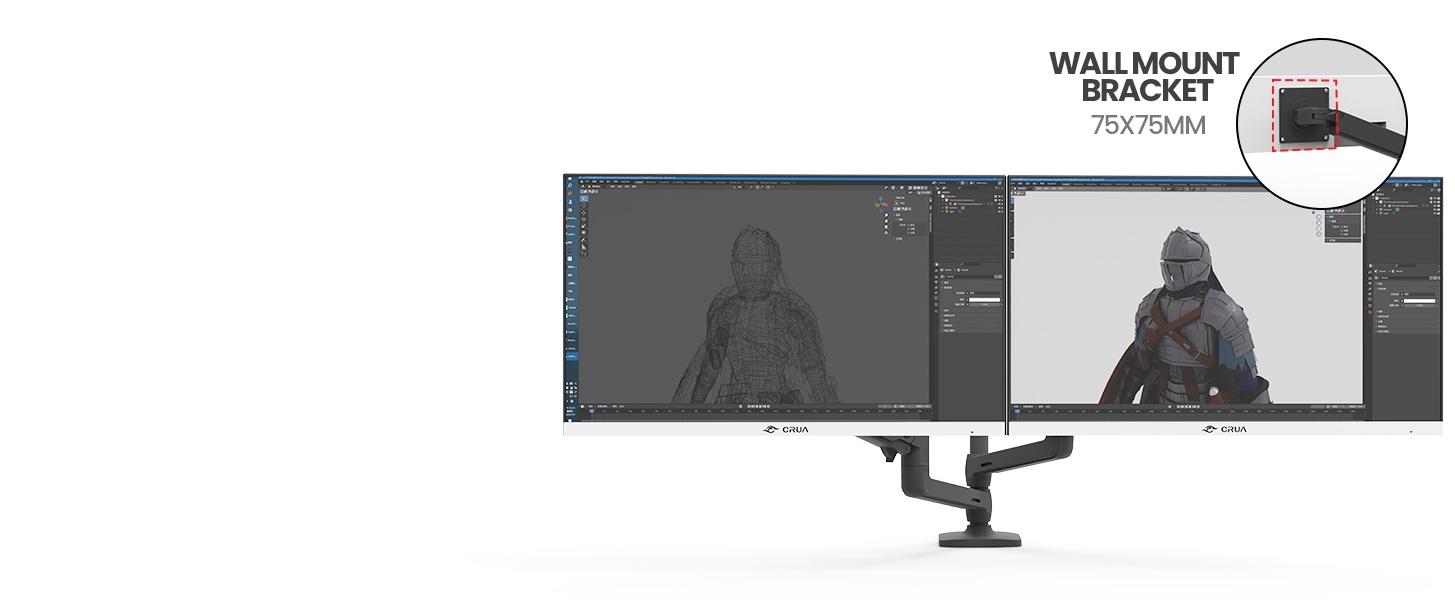 CRUA 22 Inch Computer Monitor,FHD 1080P/75Hz,120 sRGB,Low Blue Light,Wall Mountable,VGA & HDMI-White