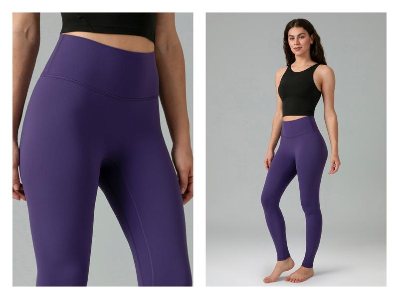 Colorfulkoala Women's No Front Seam Dreamlux High-Waisted Yoga Pants Tummy Control Athletic Workout Leggings with Inner Pocket 25"/28"