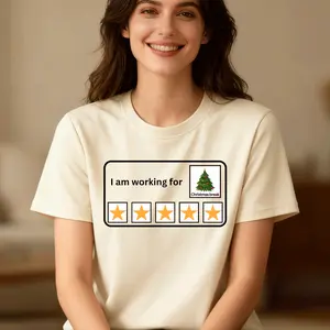 Funny Teacher Christmas Tee with I Am Working For Christmas Break Graphic Soft Cotton Unisex Crewneck Shirt for Teachers Appreciation Gift