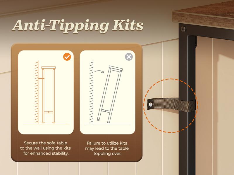 Huuger Narrow Sofa Table with 2 Power Outlets, 63-86.6 Inch Adjustable Length, Behind The Couch Table with USB-C Ports, Long Entryway Console Table, Anti-tip Kit, for Hallway Entry