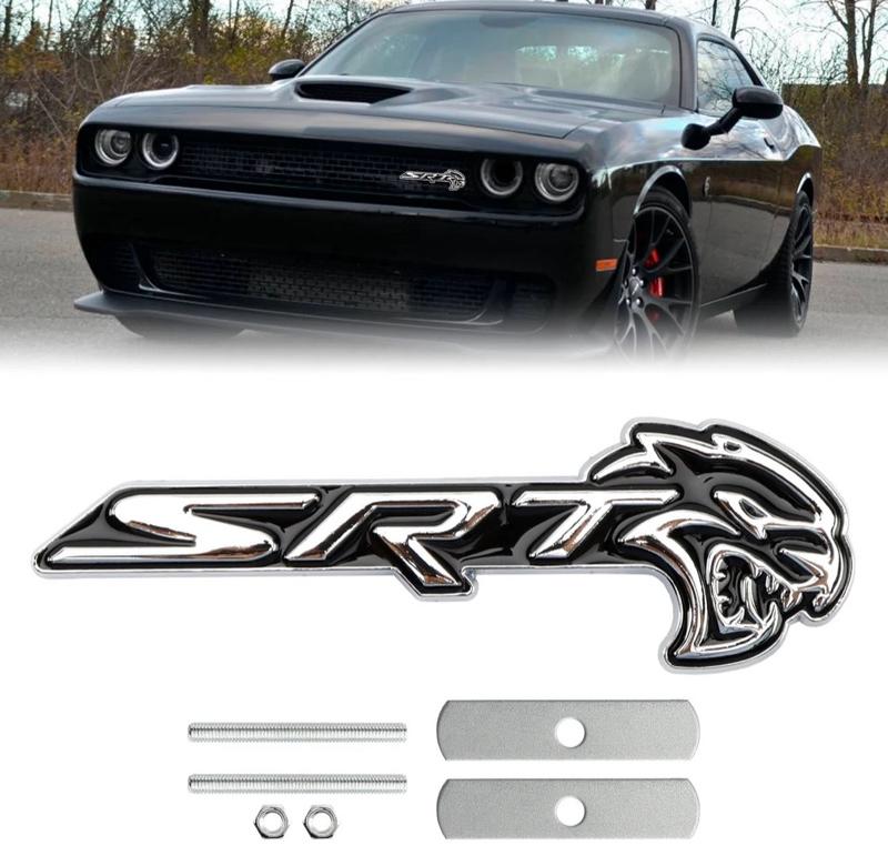 Front Grille SRT Hellcat Emblem For Charger Challenger SRT  Chrome  Badge 1x