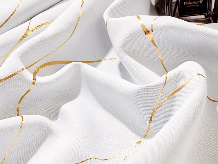 Blackout Curtains (2 Panels)  Deconovo Gold Wave Foil Print Grommet Drapes, Room Darkening Curtain, Window Panels for Living Room