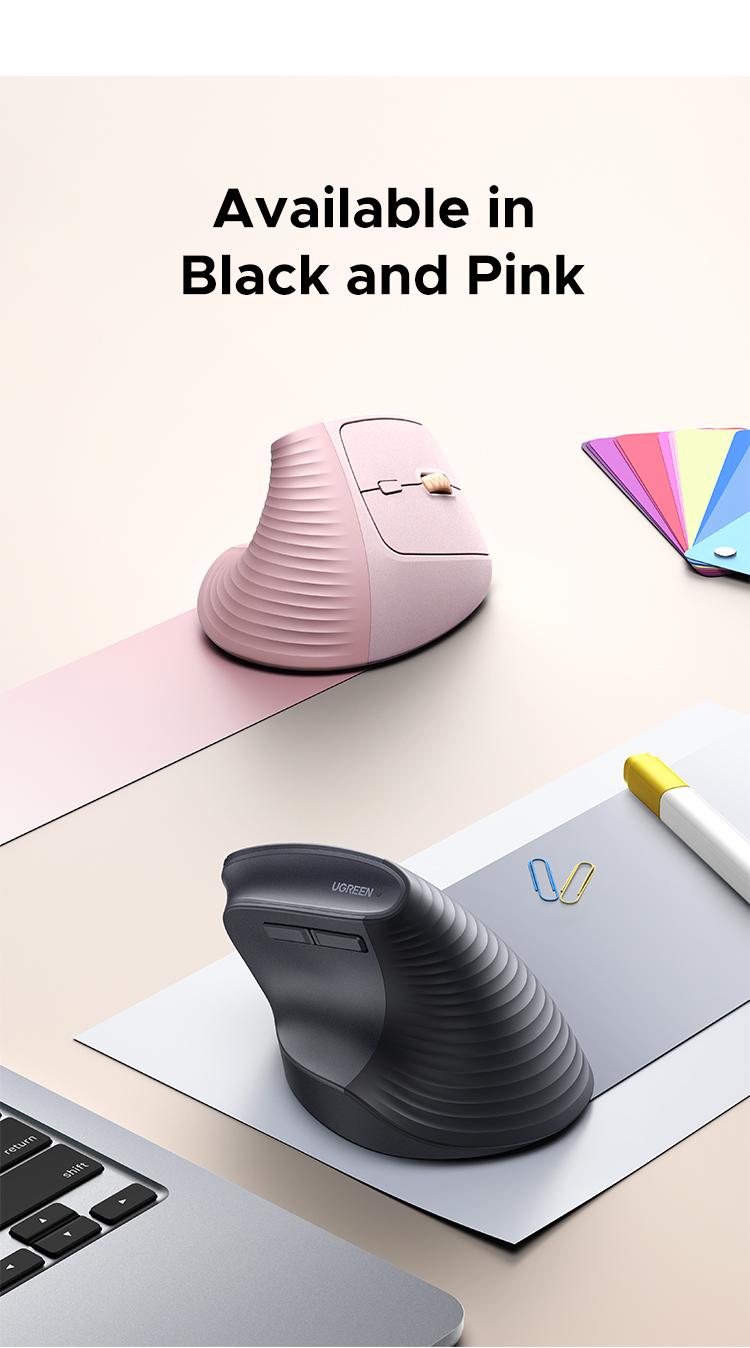 UGREEN Vertical Mouse Bluetooth 5.0 & 2.4G Wireless Ergonomic Mouse with 5 Buttons, 4000 DPI, Balck & Pink Ergonomic Mouse Compatible with PC/Laptop，Only 2.4G Model(Bluetooth not supported),TikTokShopBlackFriday ,TikTokShopHolidayHaul