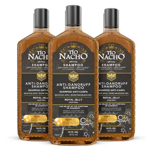 Tío Nacho Anti-Dandruff Shampoo with Salicylic Acid 2.2% and Royal Jelly for Women and Men, Helps Relieve Dandruff Symptoms, Flakes, and Itchy, Dry Scalp, Gently Cleanses Hair and Scalp, 14 fl oz 3 Pack