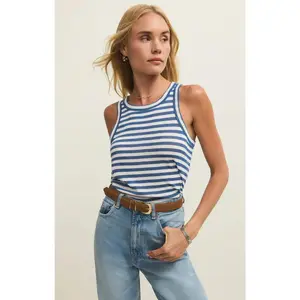 Z Supply Select Striped Tank in Calypso Blue Indigo