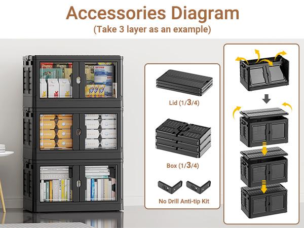 Broview V7 345Qt/460Qt/575Qt Stackable Storage Bins with Individual Lids & Wheels, Large Plastic Collapsible Latching Boxes, Closet Organizers and Storage Cabinet Shelves Units, for Home Kitchen Room Garage Organization