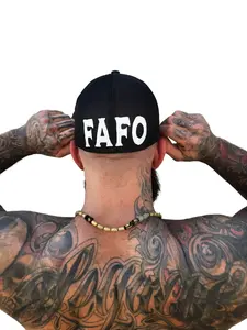 TheDriveClothing FAFO BACK STYLE FLEXFIT HAT – Black Flexfit Trucker Hat, Mid-Profile Structured Cap, Breathable Mesh Back, Unisex Streetwear Cap