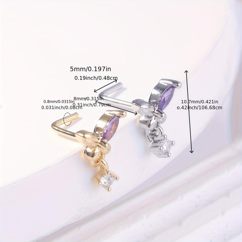 6PCS Nose Stud L Shaped Nose Rings Stud For Women Nose Screw Nose Piercing Stud Flower Heart Nostril Jewelry 6PCS Nose Stud L Shaped Nose Rings Stud For Women Nose Screw Nose Piercing Stud Flower Heart Nostril Jewelry