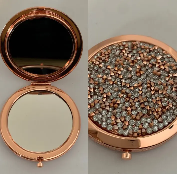 2.75 Inch Round Magnifying Compact Cosmetic Pocket Mirror Handheld For Travel