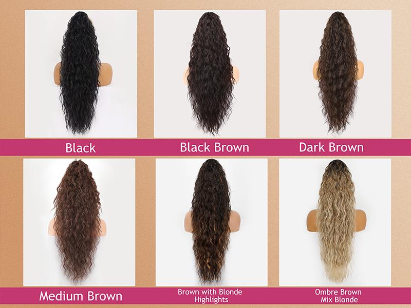 ORSUNCER Hair Extension Claw Ponytail Long Wavy Ponytail Extension Black Brown 30 Inch Curly Clip Ponytail in Hair Extensions For Women Fluffy Natural Looking Synthetic Hairpiece for Daily Use Easy To Go